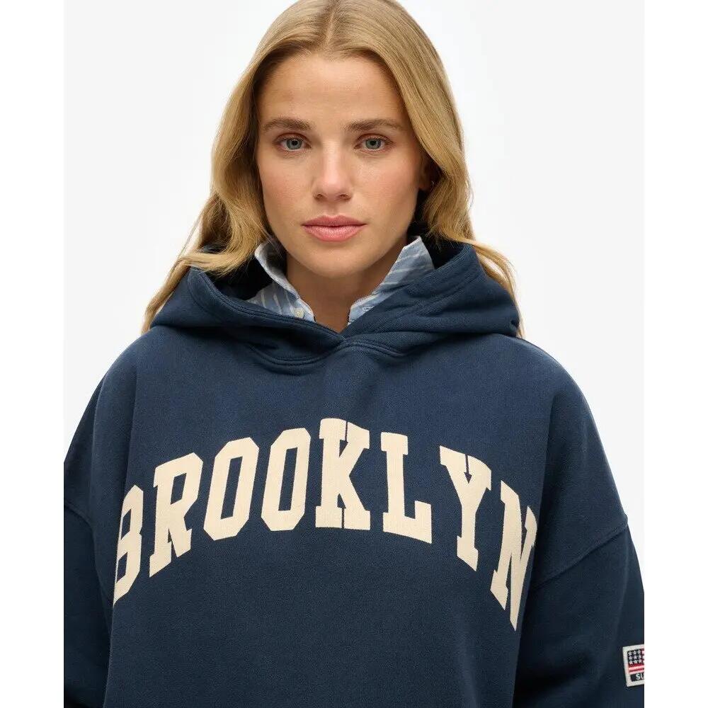 Femme Sweat à capuche à logo graphique en relief Rose Cameo | Superdry