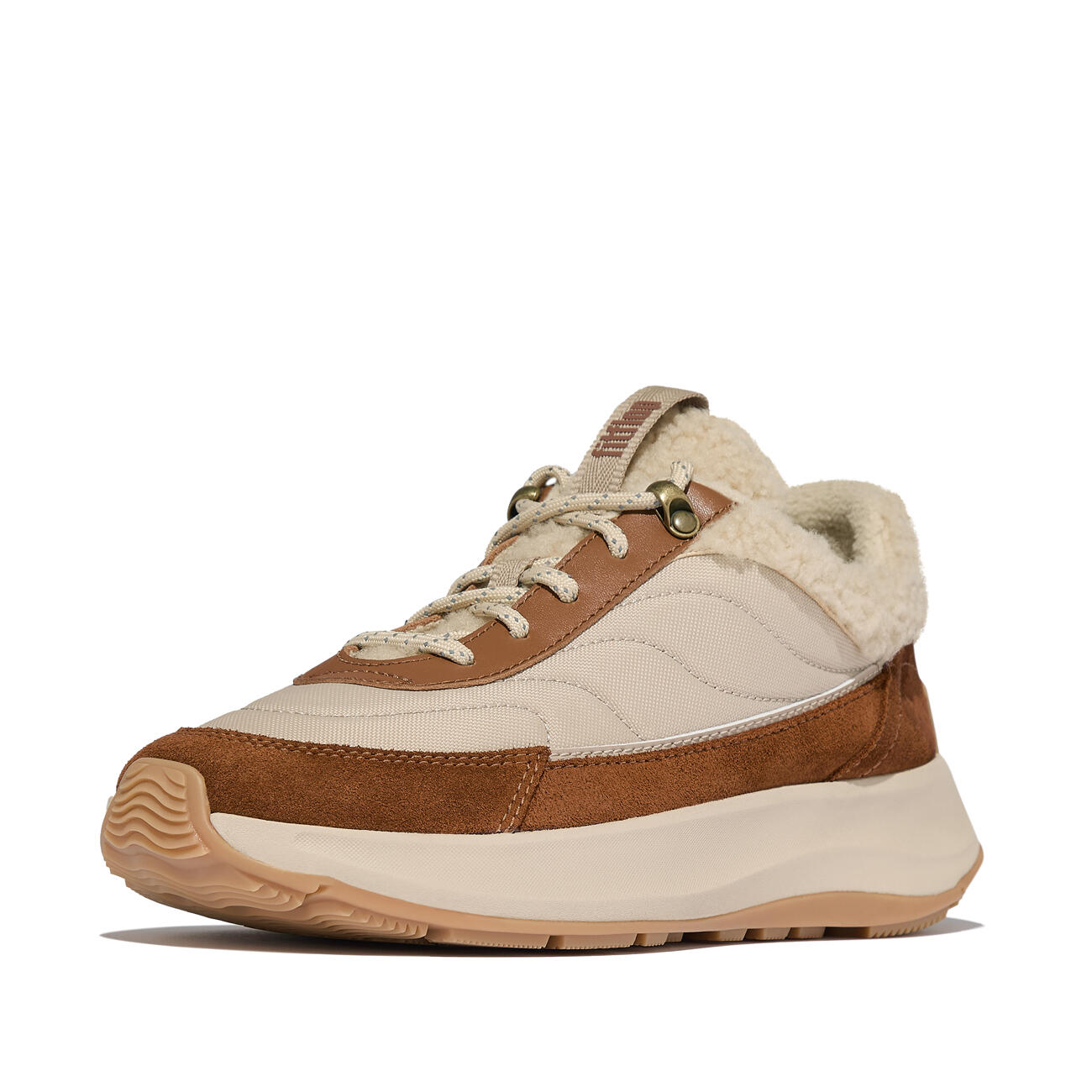 FITFLOP FitFlop F-Mode Flow Shearling-Mix Sneakers  DIEPE BRUIN/CAMEL MIX 36 6/7