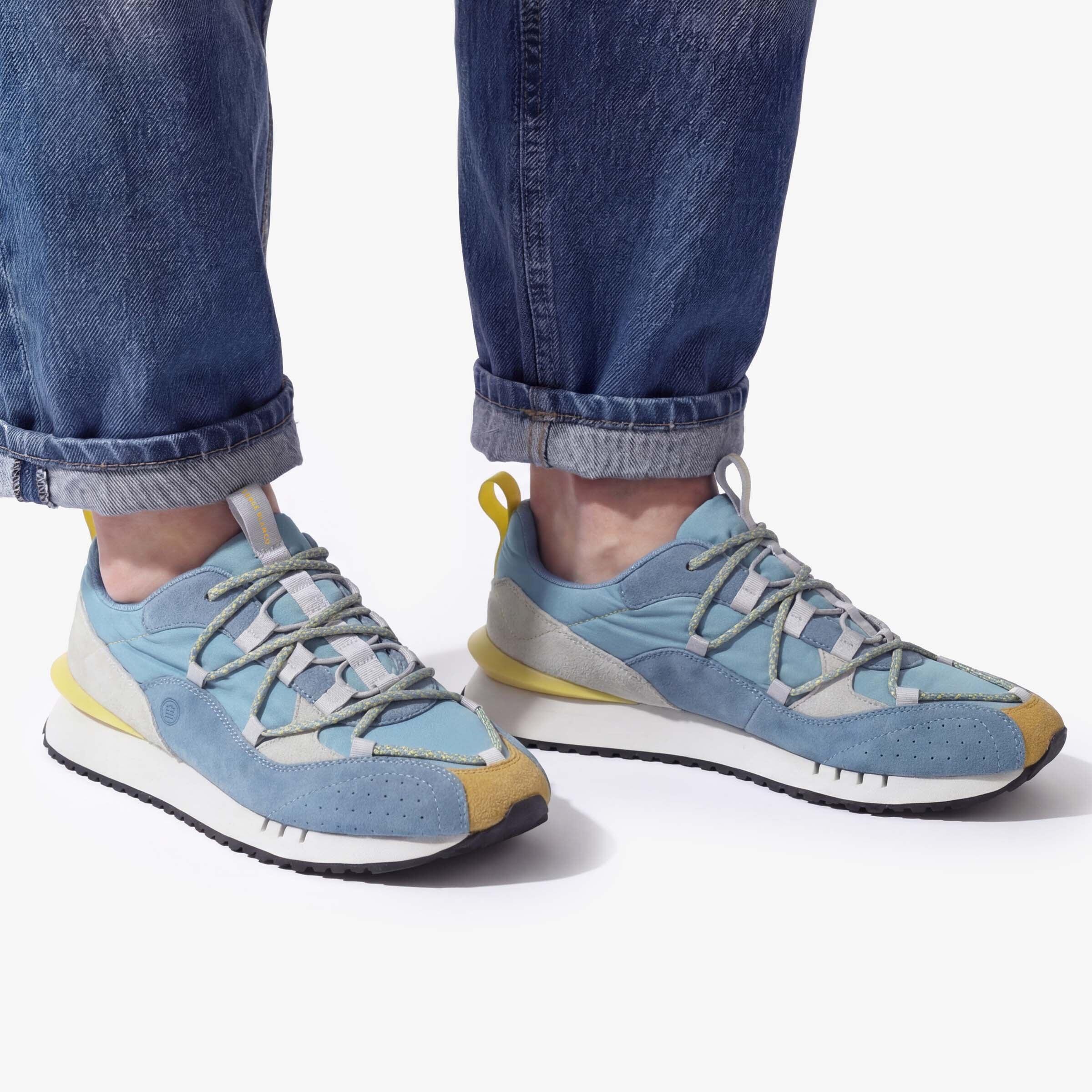 Sneakers Appolo blu cielo, giallo e grigio 2/6