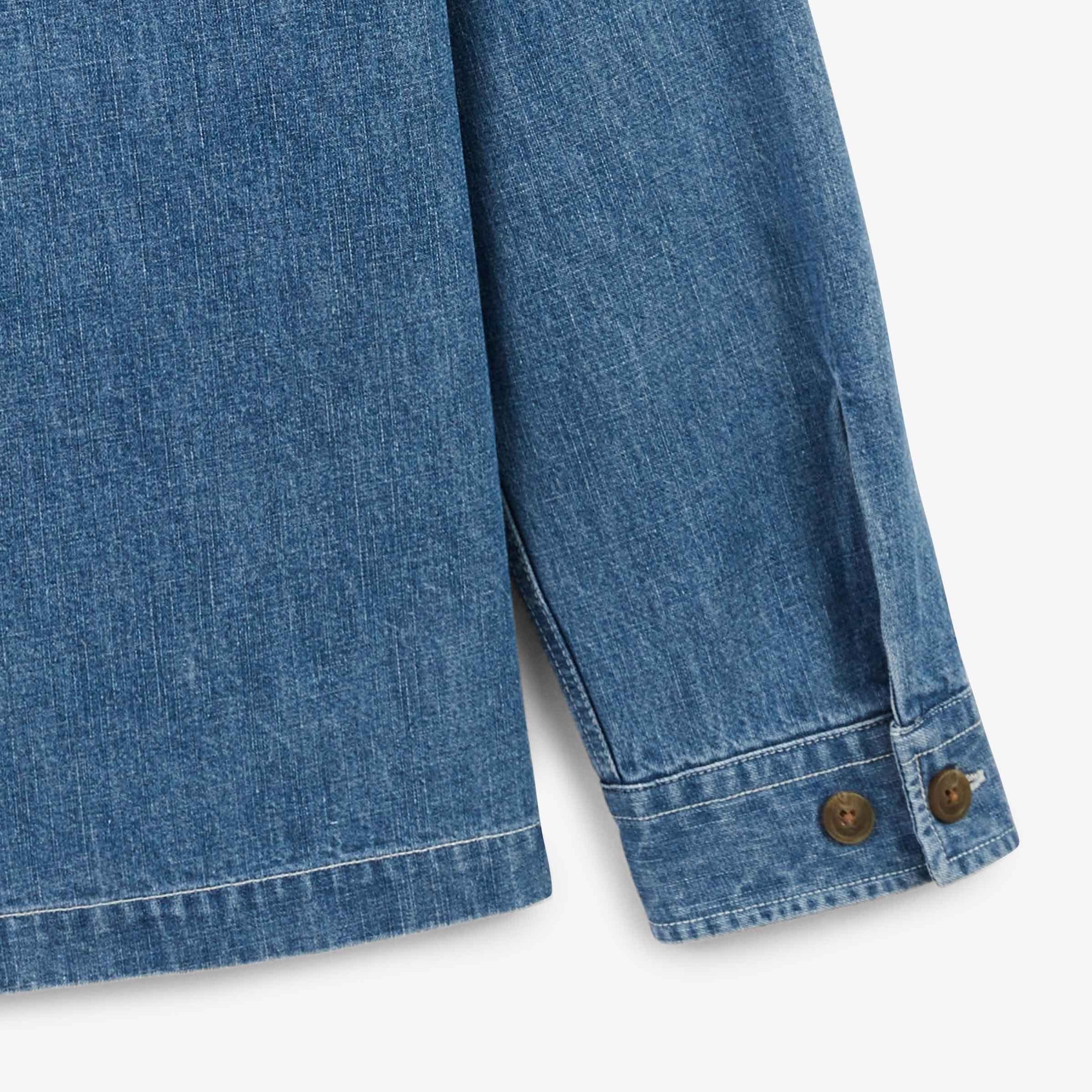 Chaqueta camisa con cremallera de algodón azul denim 6/6