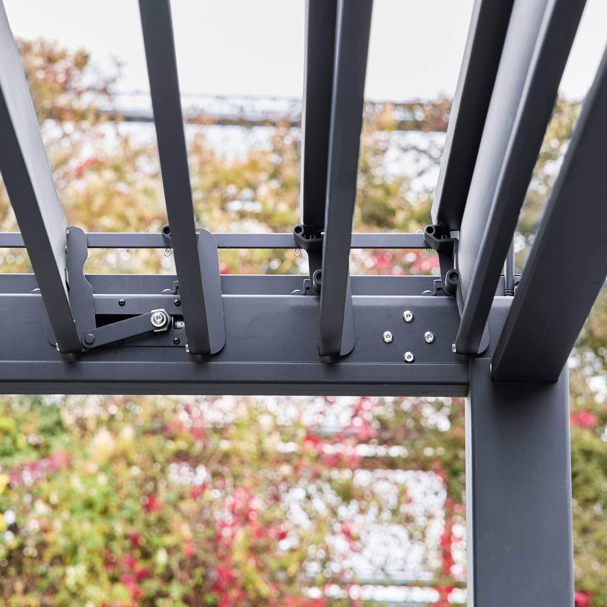Pérgola bioclimática 3x4m de aluminio con lamas orientables, Antracita 3/6
