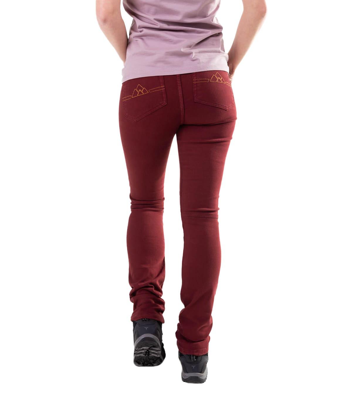 Calças Jeans De Escalada Pinto Mulher Elásticas E Leves Vermelho 3/6