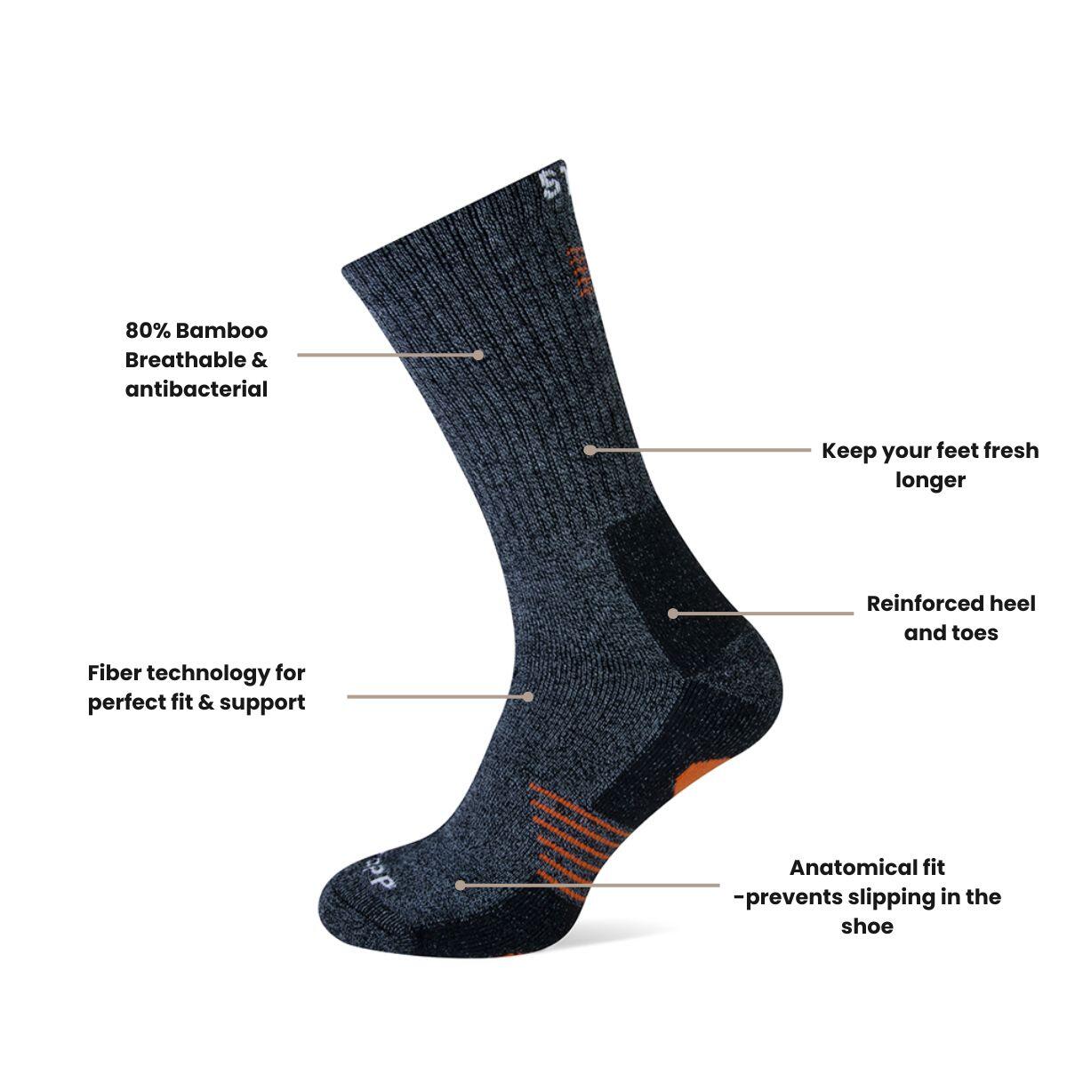 Calcetines de senderismo - Techno Bamboo - Gris oscuro naranja 2/3