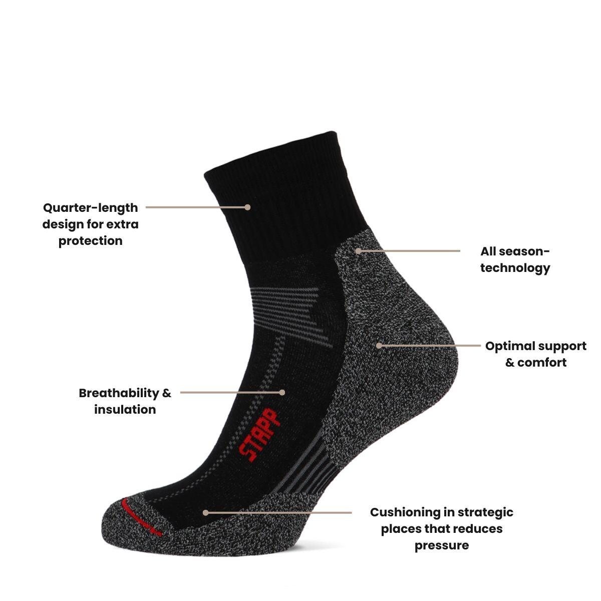 Chaussettes de randonnée Techno Boston toutes saisons - Lot de 3 - Noires 3/4