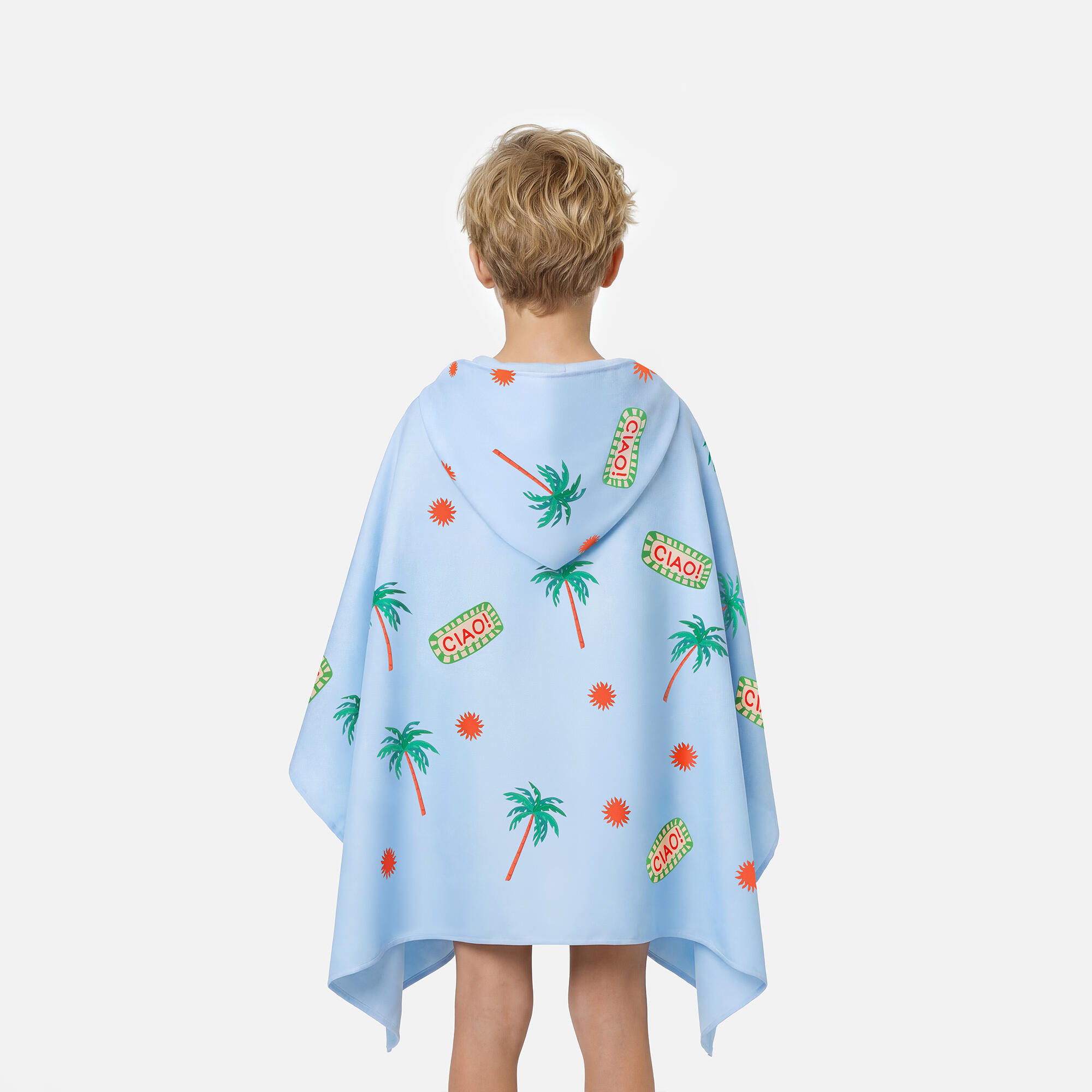 Ręcznik szybkoschnący z kapturem poncho dla dzieci Spokey Palms