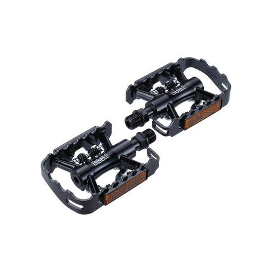 DualChoice Kombi-Pedale SPD & Flat Alu 9/16" für MTB & E-Bike 105 x 66mm Schwarz