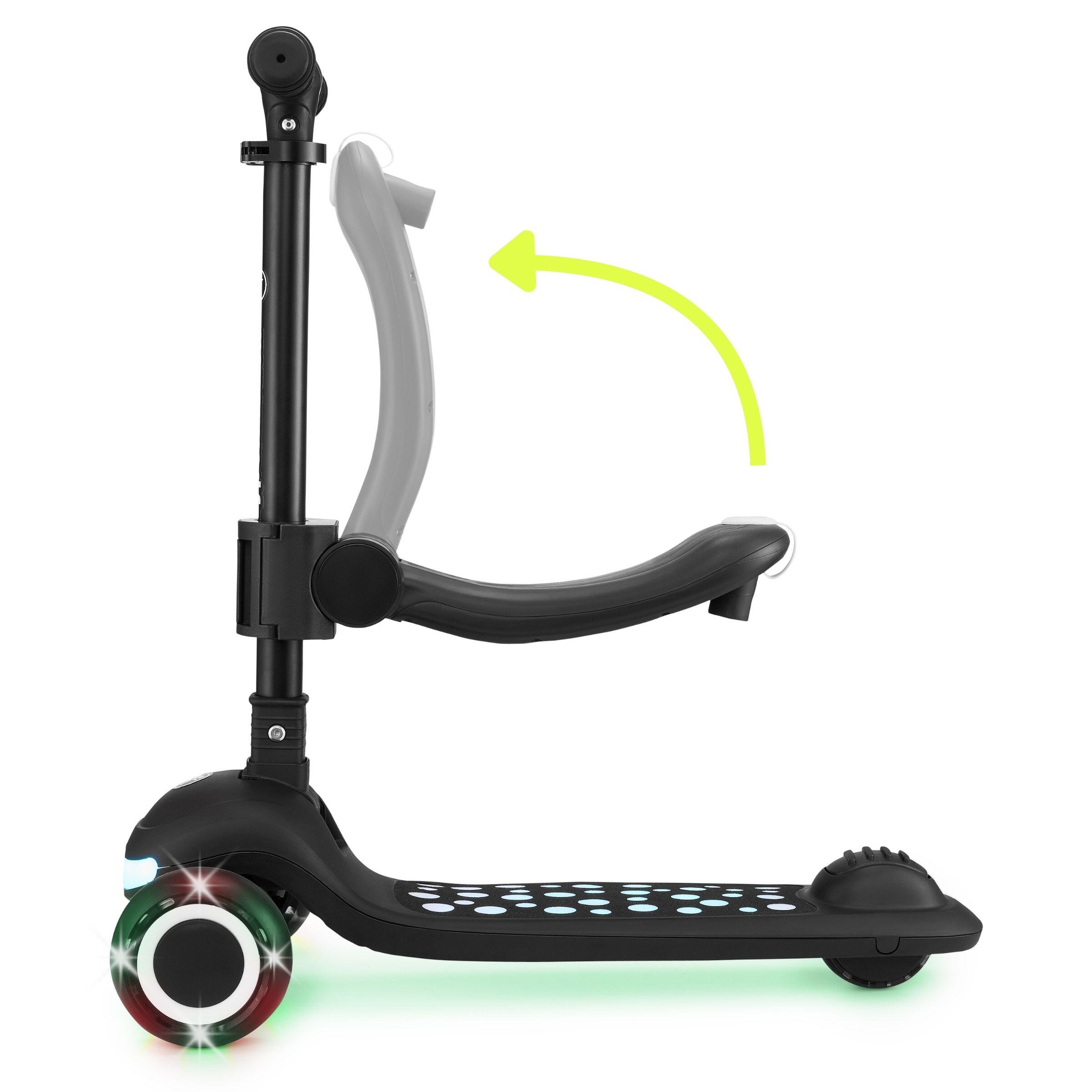 Monopattino 3-in-1 Lumi Nero LED Sedile Rimovibile ABEC-7 Manubrio Reg EN71 7/7