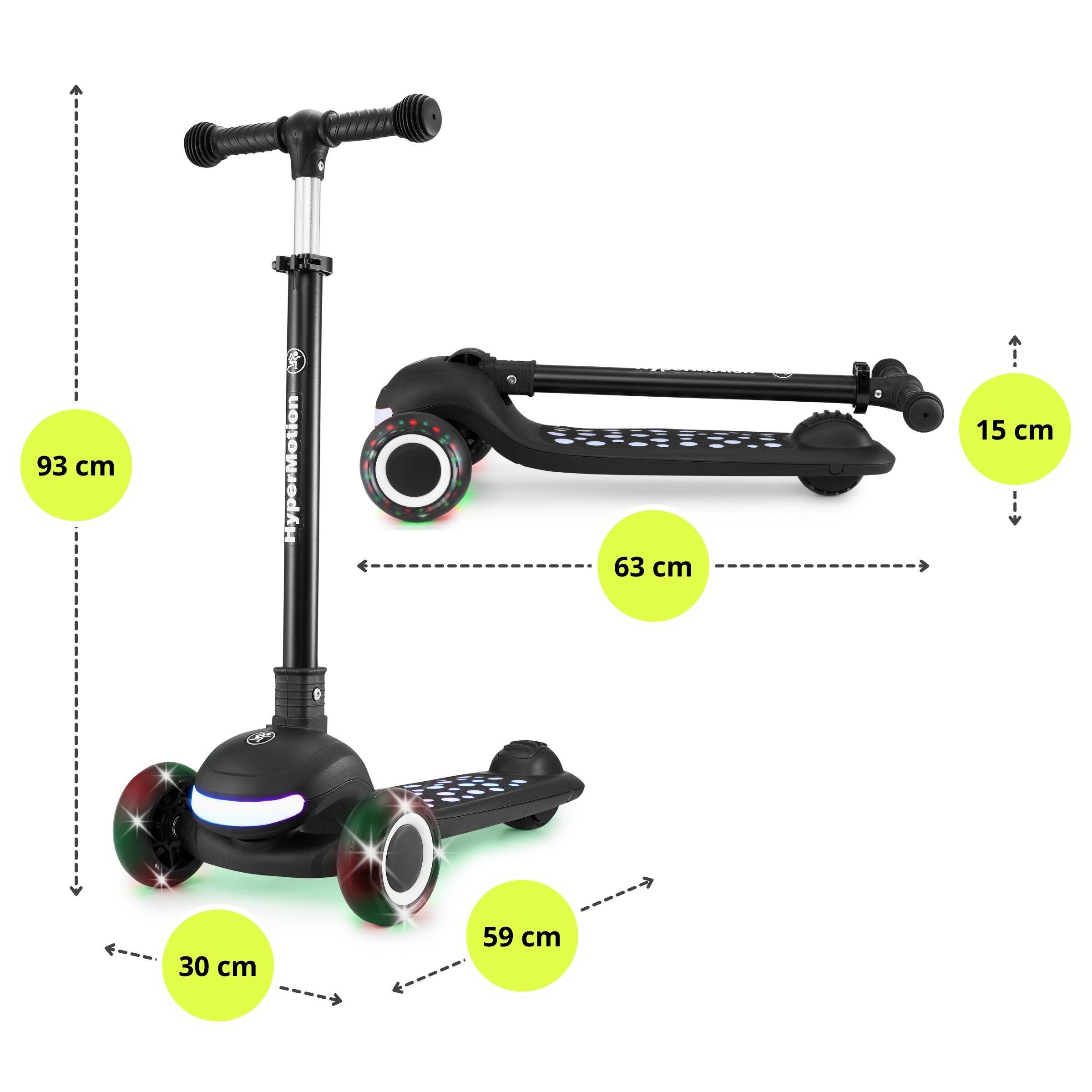 Monopattino 3-in-1 Lumi Nero LED Sedile Rimovibile ABEC-7 Manubrio Reg EN71 5/7