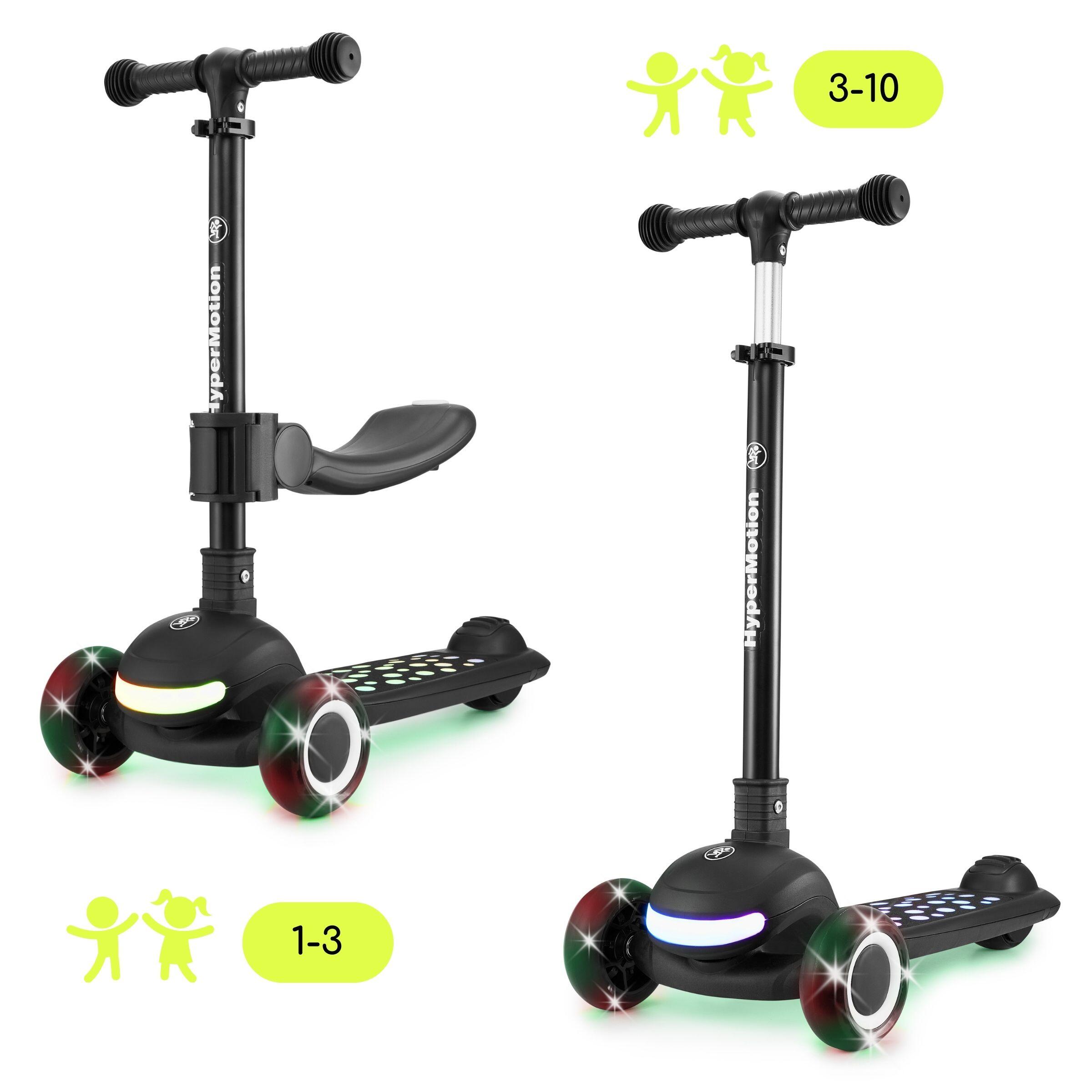 Monopattino 3-in-1 Lumi Nero LED Sedile Rimovibile ABEC-7 Manubrio Reg EN71 4/7