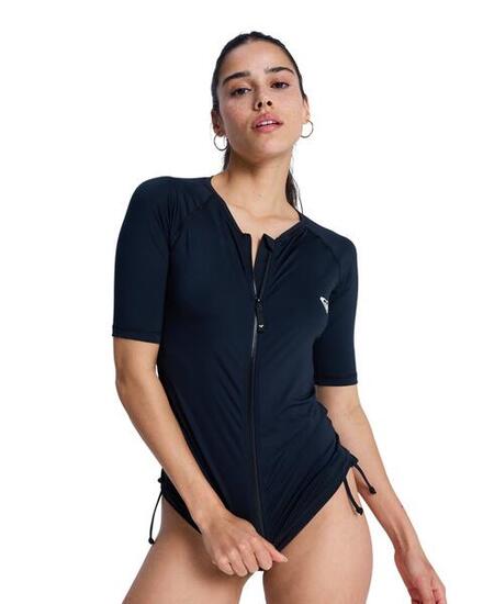 Lycra zippé à manches courtes ESSENTIALS Noir Femme