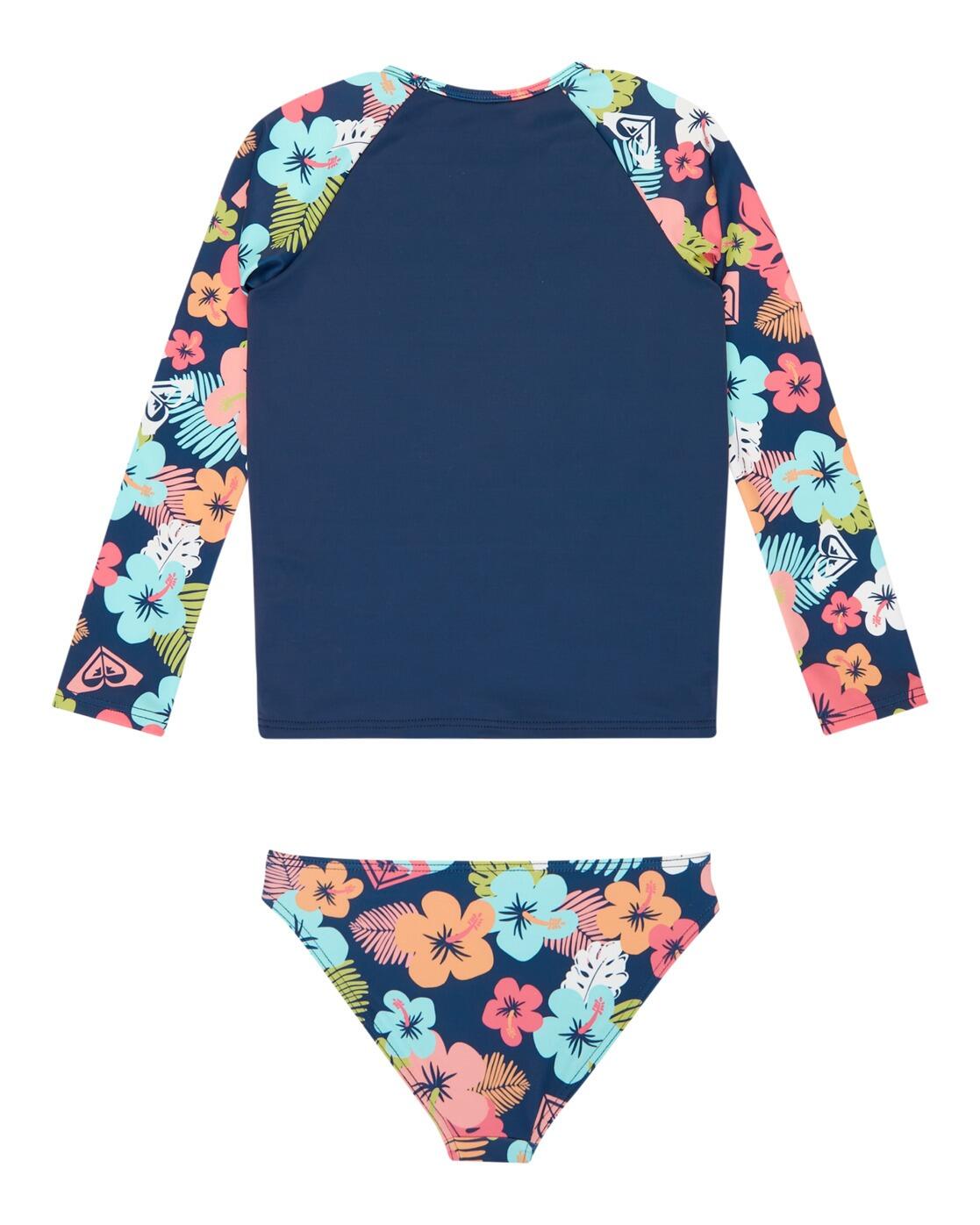 Langarm-Rash-West-Set MORNING FLOWER Blau Mädchen 2-7 2/3