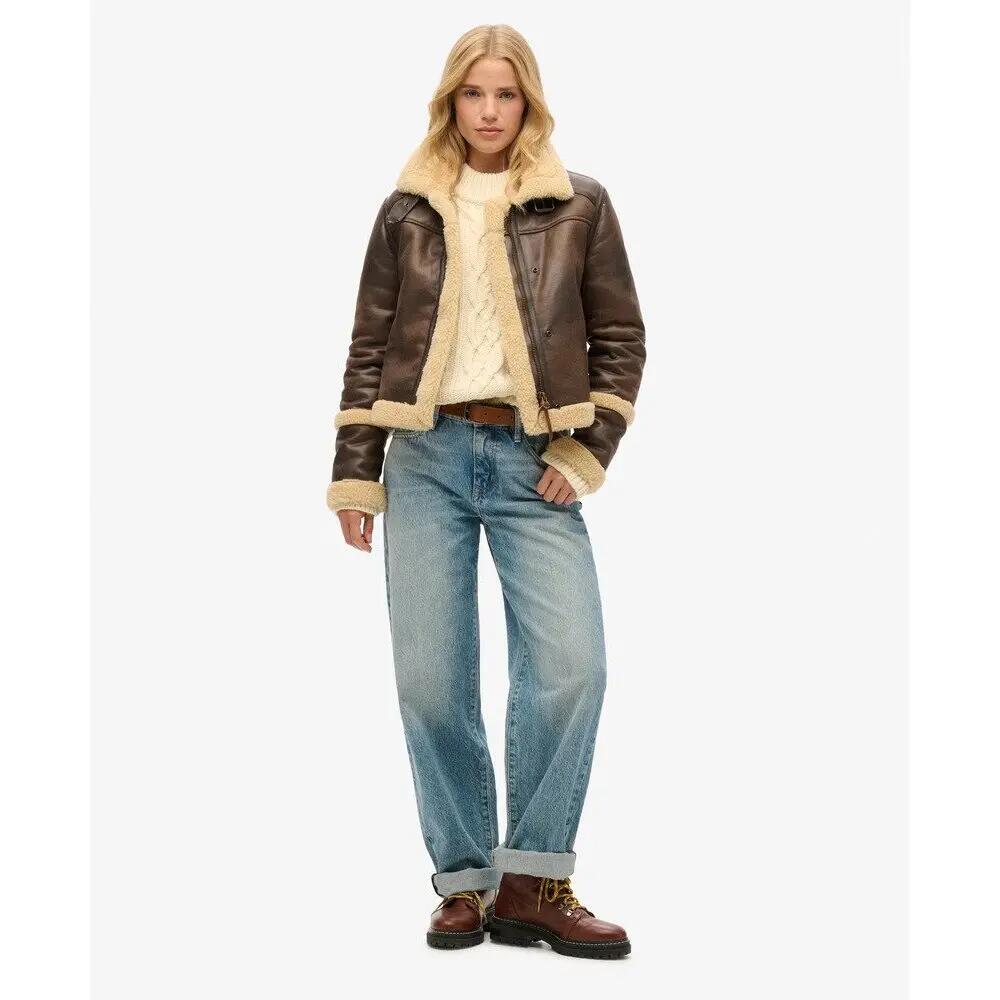 Veste aviateur courte en peau de mouton synthétique femme Superdry 2/7