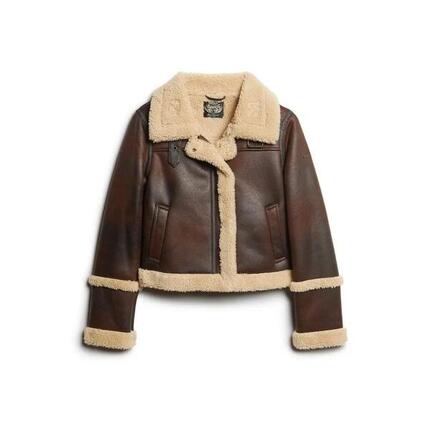Veste aviateur courte en peau de mouton synthétique femme Superdry