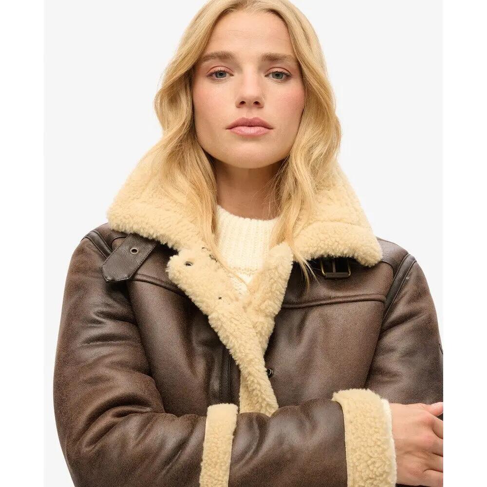 Veste aviateur courte en peau de mouton synthétique femme Superdry 6/7