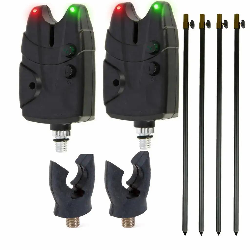 2 Rod Bite Alarm Bankstick Set - Rod Rests - Carp Fishing
