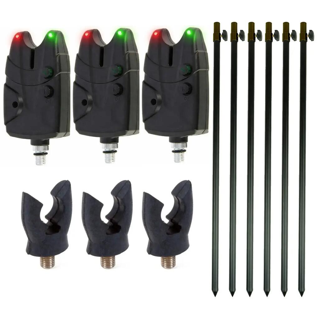 3 Rod Bite Alarm Bankstick Set - Rod Rests - Carp Fishing