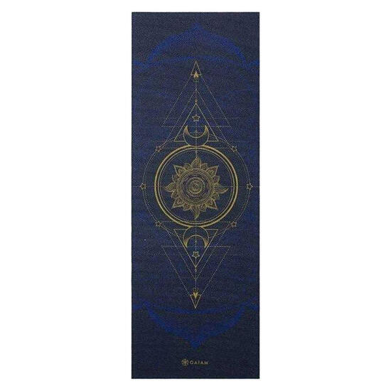 Tapis De Yoga Motif/style Soleil Et Lune (Bleu Marine / Métallisé)