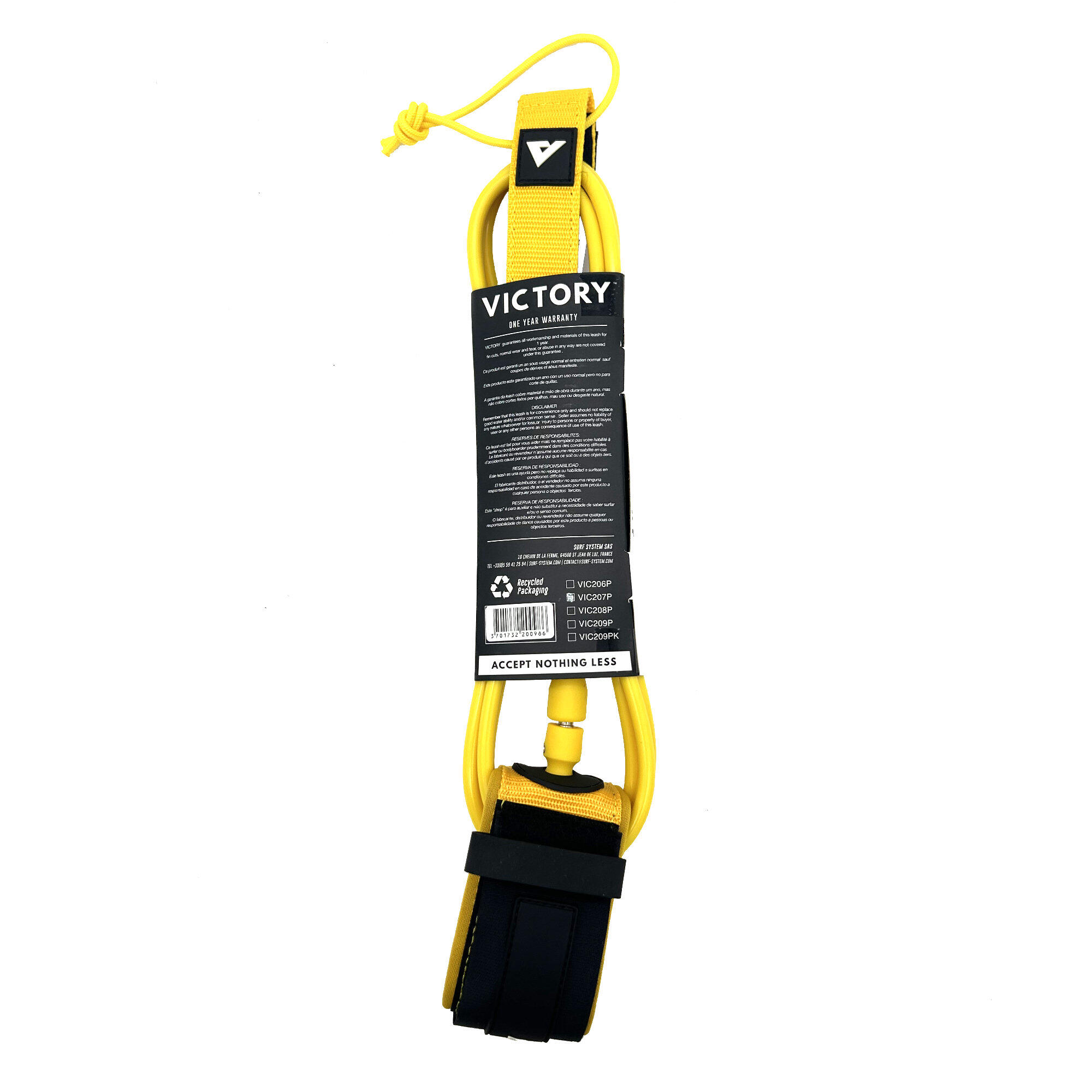 VICTORY - Surf Leash PRO 6' - Matte Yellow 4/4