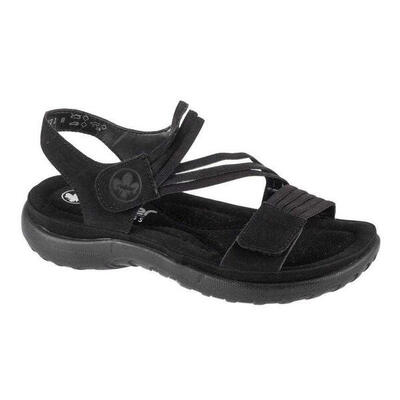 Dames synthetisch leren sandalen (zwart)