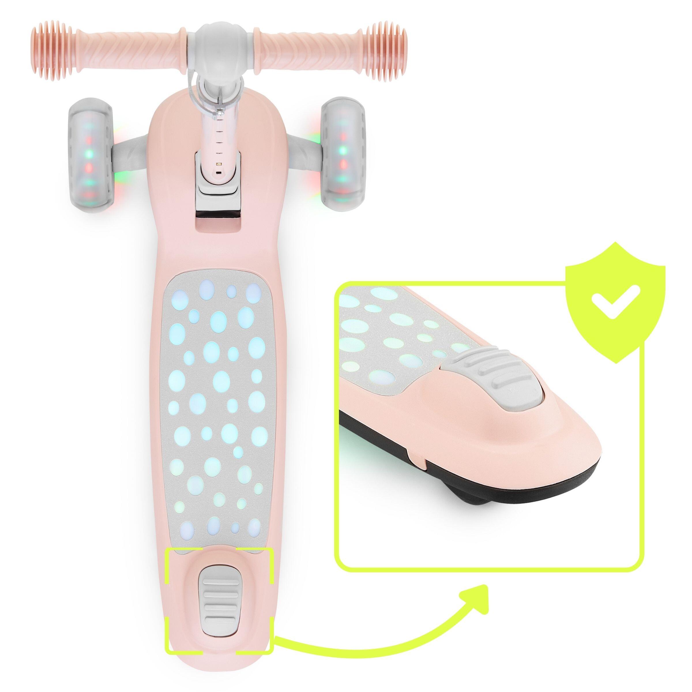 Trottinette 3-en-1 Lumi Gris LED Siège Amovible ABEC-7 Guidon Réglable EN71 3/7