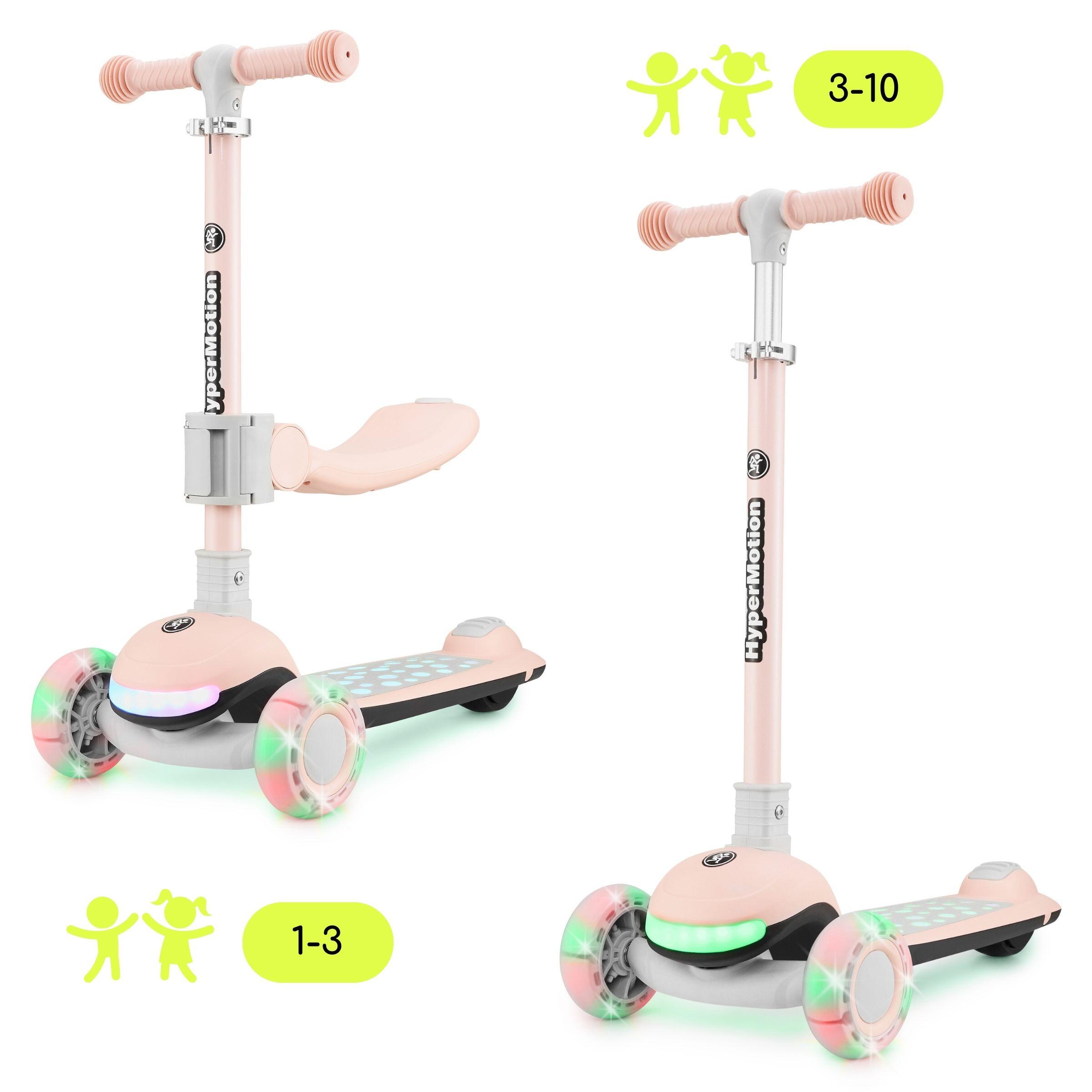 Trottinette 3-en-1 Lumi Gris LED Siège Amovible ABEC-7 Guidon Réglable EN71 5/7