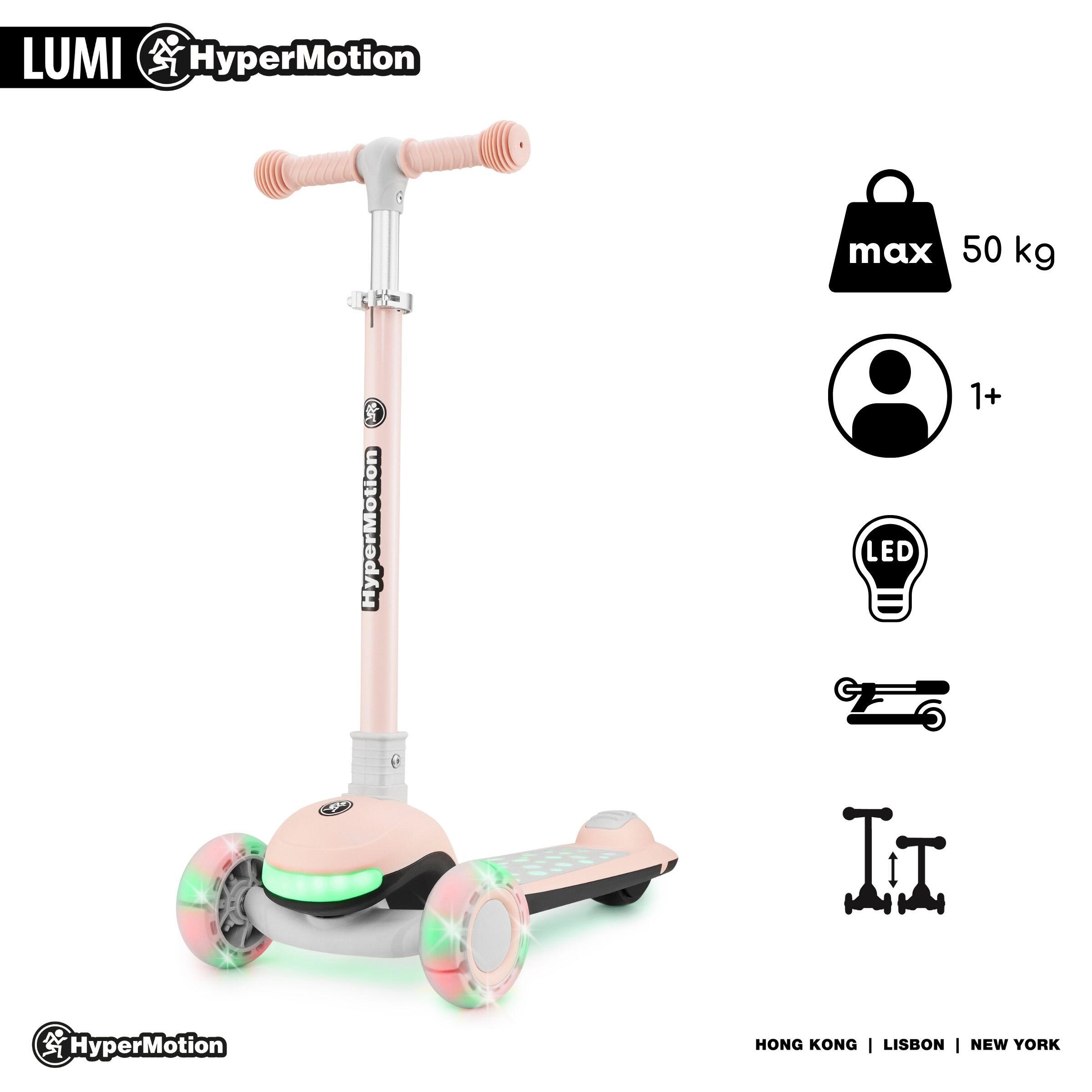 Trottinette 3-en-1 Lumi Gris LED Siège Amovible ABEC-7 Guidon Réglable EN71 6/7