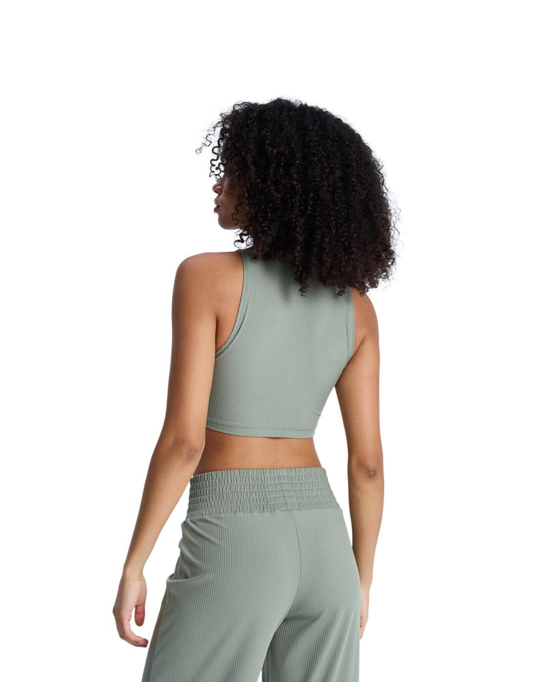 Top deportivo corto RISE & VIBE Verde Mujer 2/4