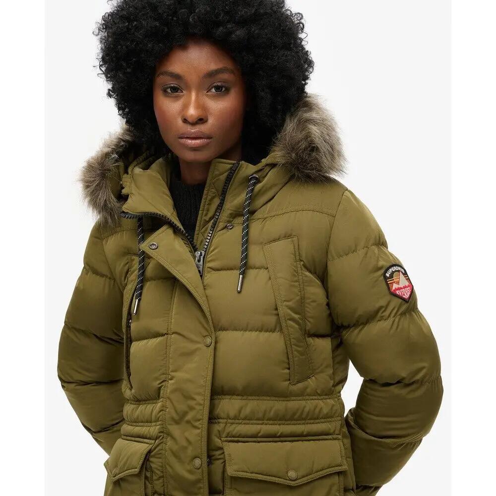 Kurtka puchowa o średniej długości z sztucznego futra damska Superdry 5/6