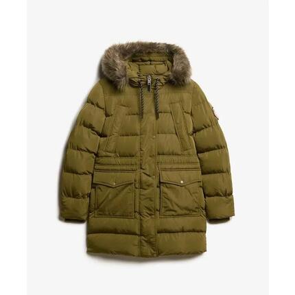 Damen mittellange Daunenjacke mit Kunstfell Superdry