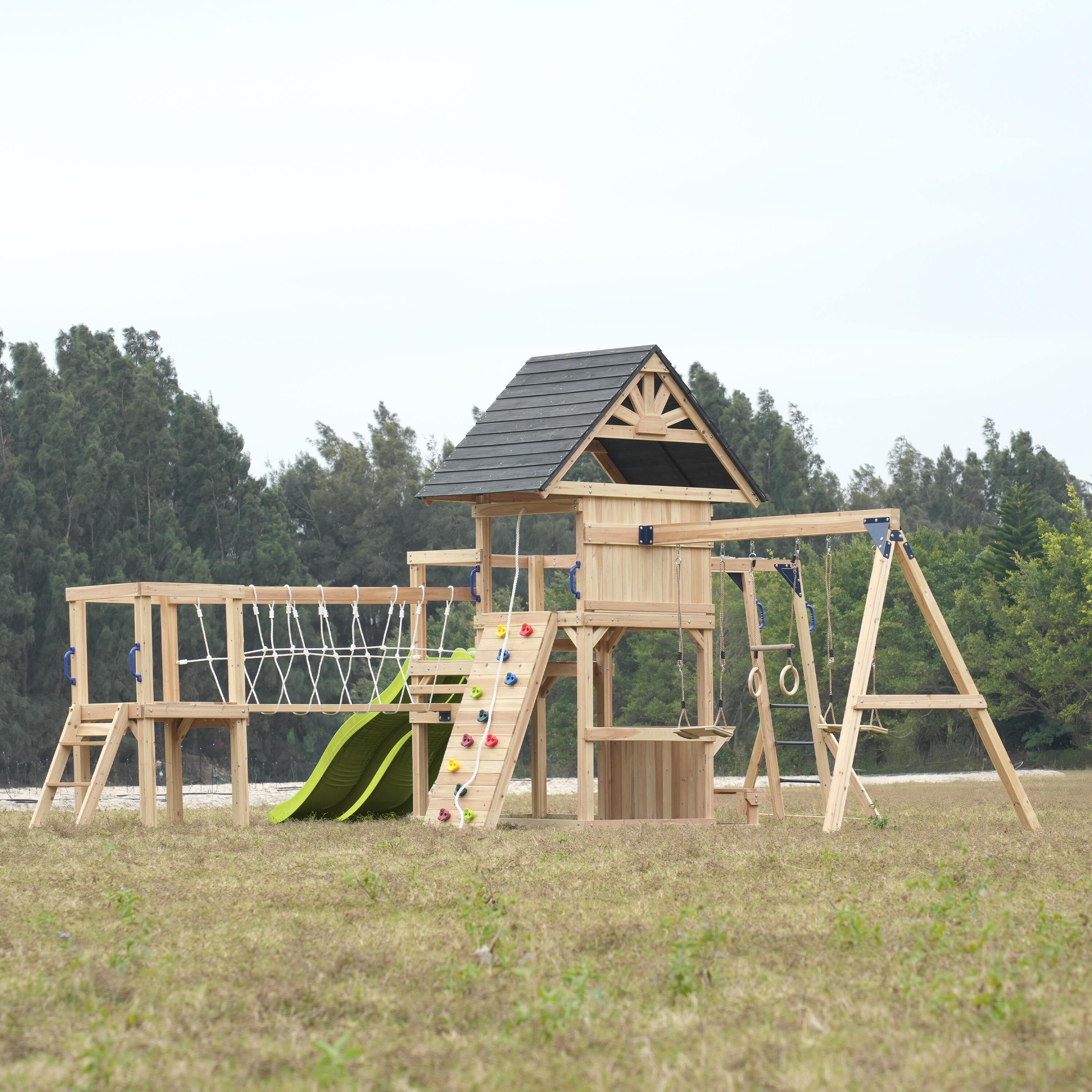 Speeltoestel, AXI Hunter, 2 schommels, dubbele glijbaan, limoen groen 5/7