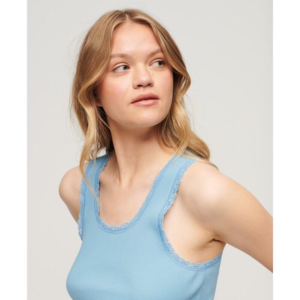 Débardeur en coton bio à liseré en dentelle femme Superdry Vintage 3/5