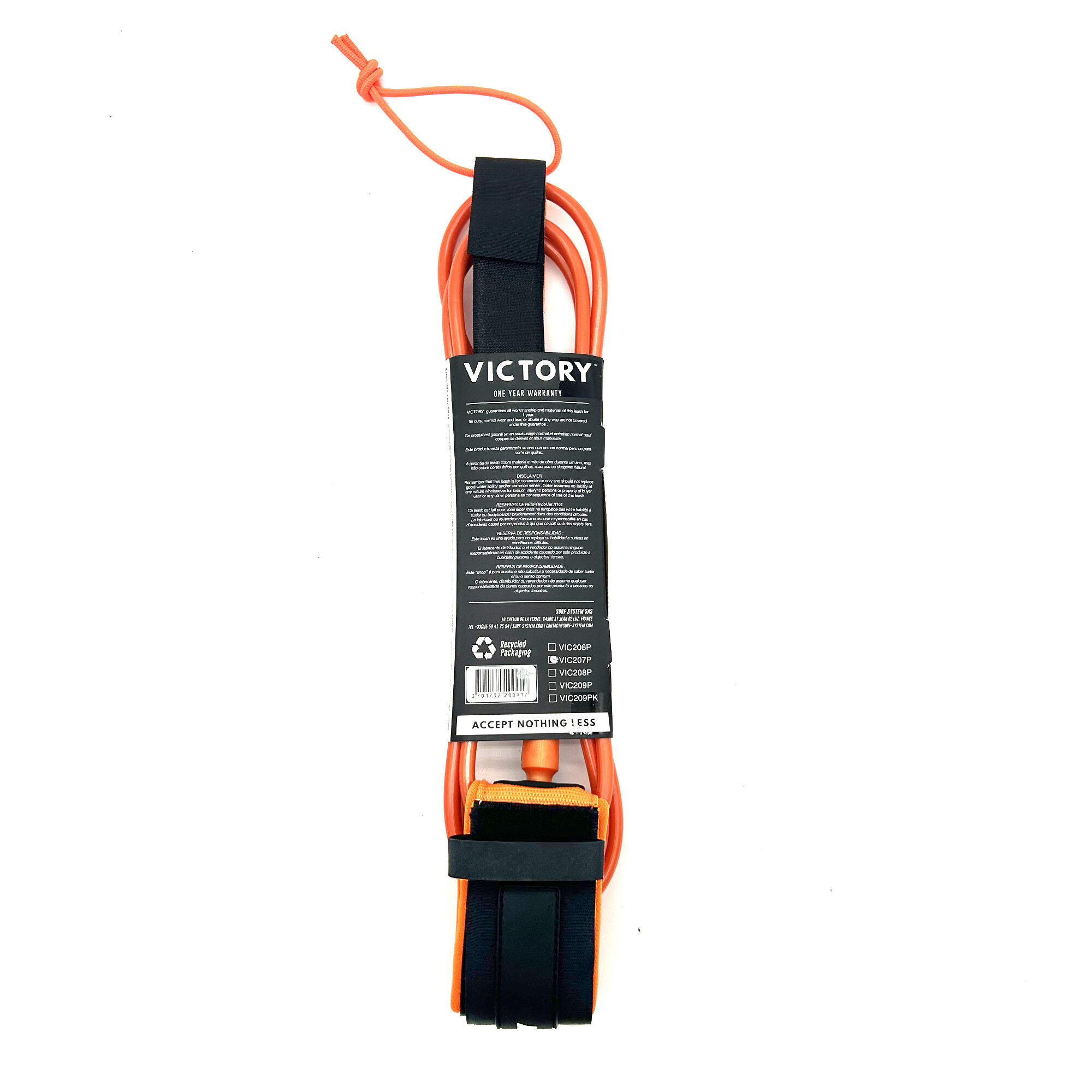 VICTORY - Surf Leash PRO 7' - Matte Orange 4/4