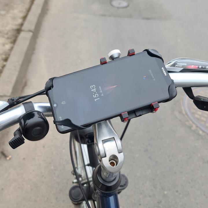 Suport telefon, pentru ghidonul bicicletei, metalic reglabil, 11.5 x 6 cm