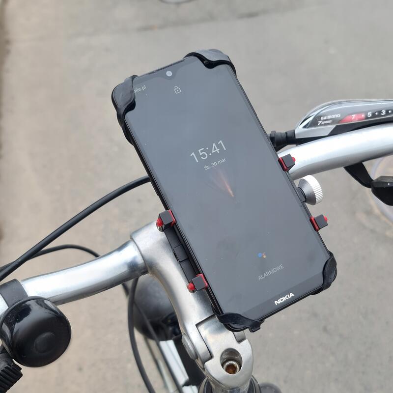 Suport telefon, pentru ghidonul bicicletei, metalic reglabil, 11.5 x 6 cm