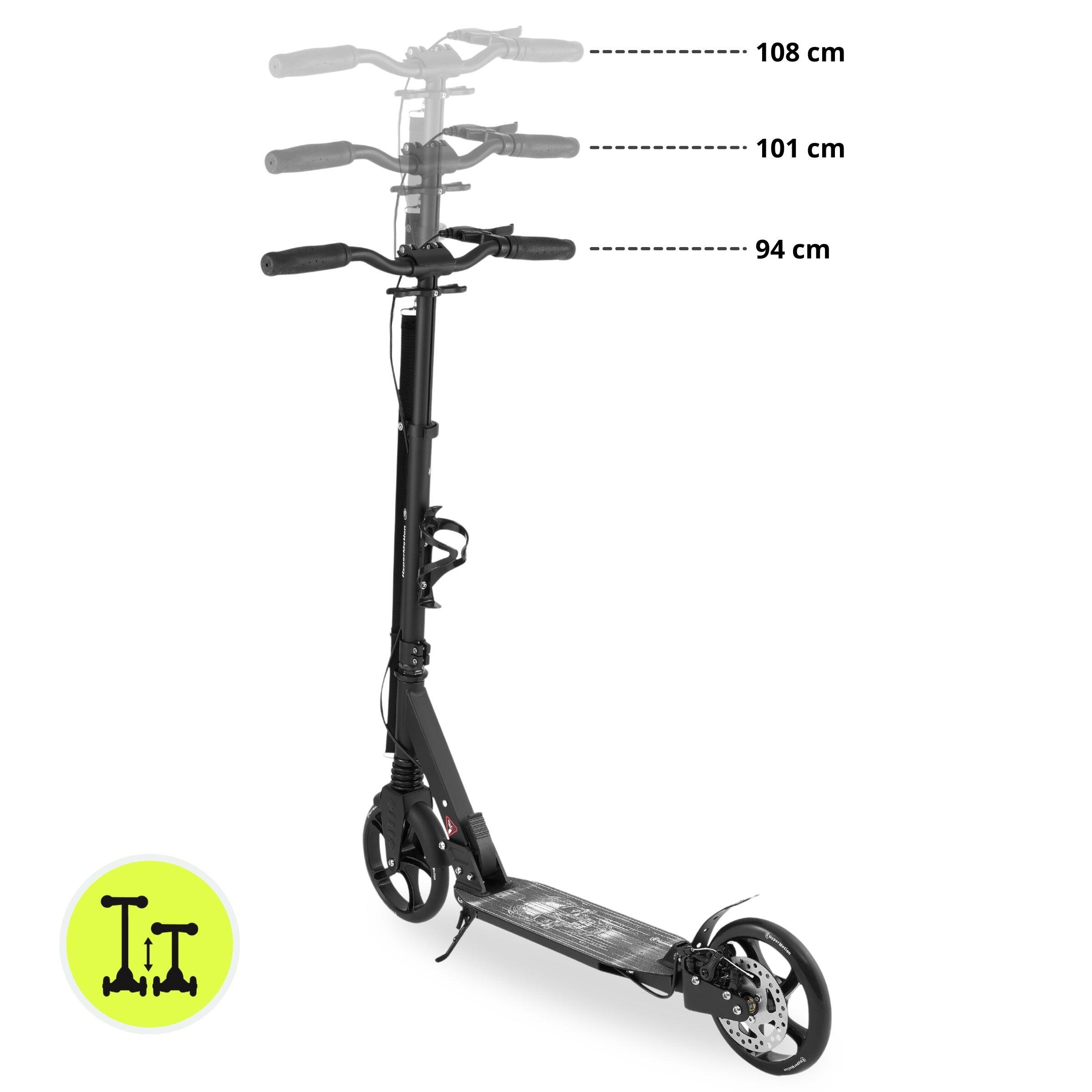 Monopattino Skyline Nero Freno a Disco Doppia Sospensione Max 100kg EN71 6/7