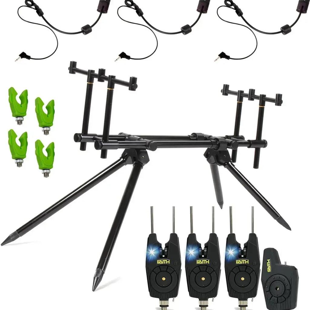 VX3 Deluxe Rod Pod Set - Bite Alarms Included - Carp Fishing