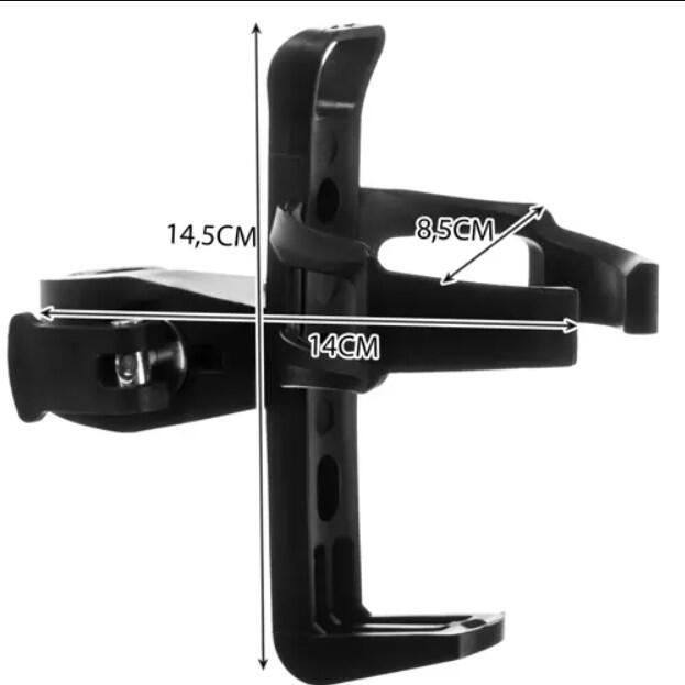 Suport sticla de apa cu prindere de ghidon, 14.5 x 14 cm, negru