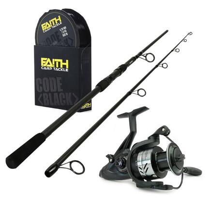 Carp Rod Set Black Phantom 10Ft - Moulinet + Nylon
