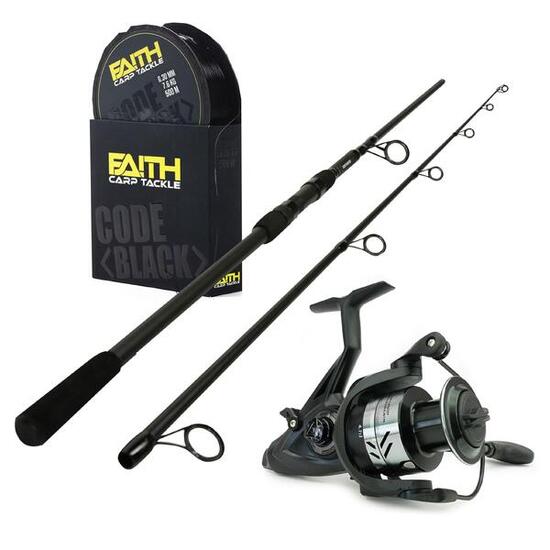 Carp Rod Set Black Phantom 10Ft - Moulinet + Nylon