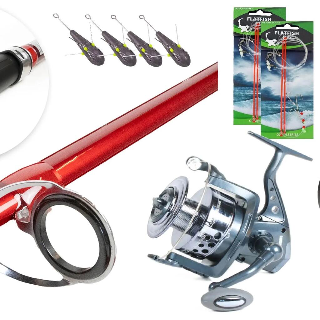Deluxe Beach Fishing Set 4.20 m - Rod, Reel, Braided Line and Leads