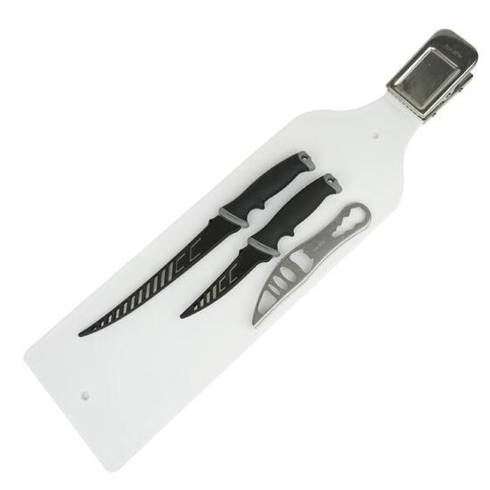Set Pesca 4pz Coltello + Sfilettatore + Tagliere Inox