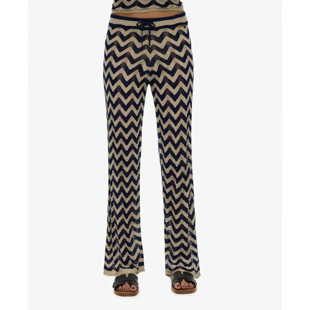 Dames brede gebreide broek Superdry Zigzag 2/7