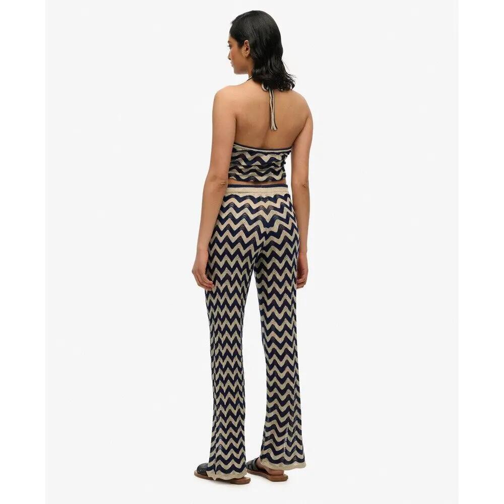 Dames brede gebreide broek Superdry Zigzag 5/7