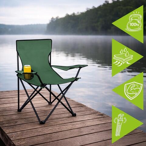Scaun camping pliabil, suport pentru pahar, 100 kg, 80 x 47 x 80 cm
