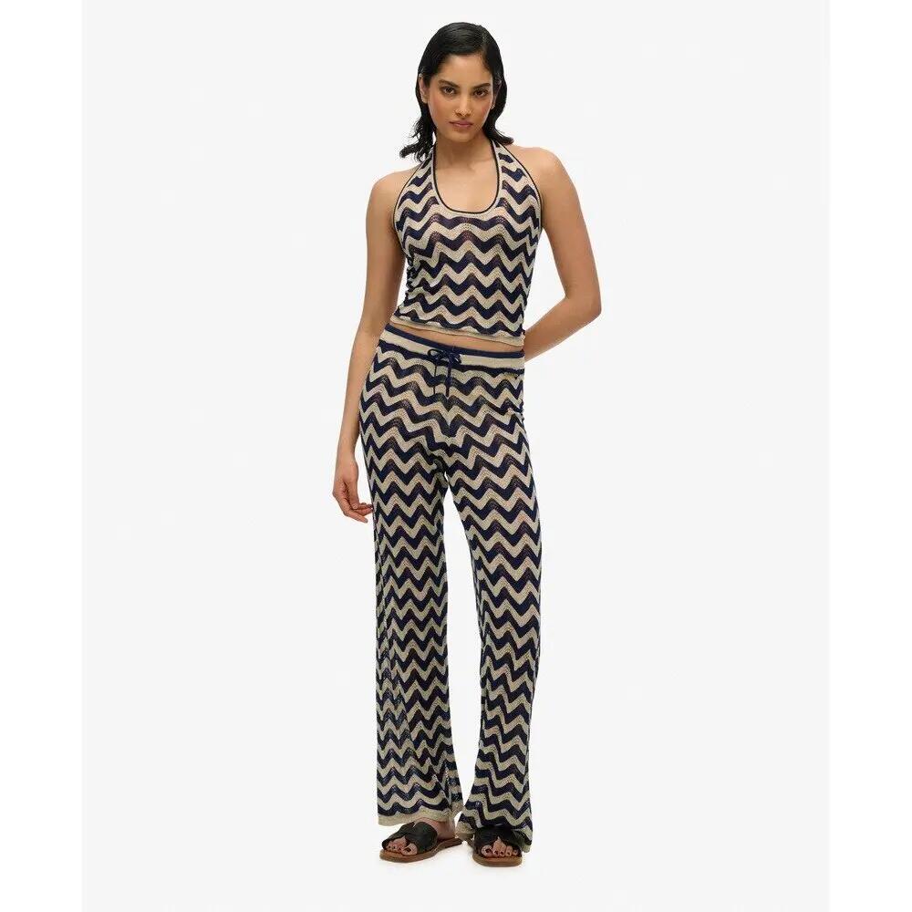 Dames brede gebreide broek Superdry Zigzag 4/7