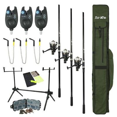Fish-xpro karper set plus 3 rod 96-delig met rodpod beetmelders