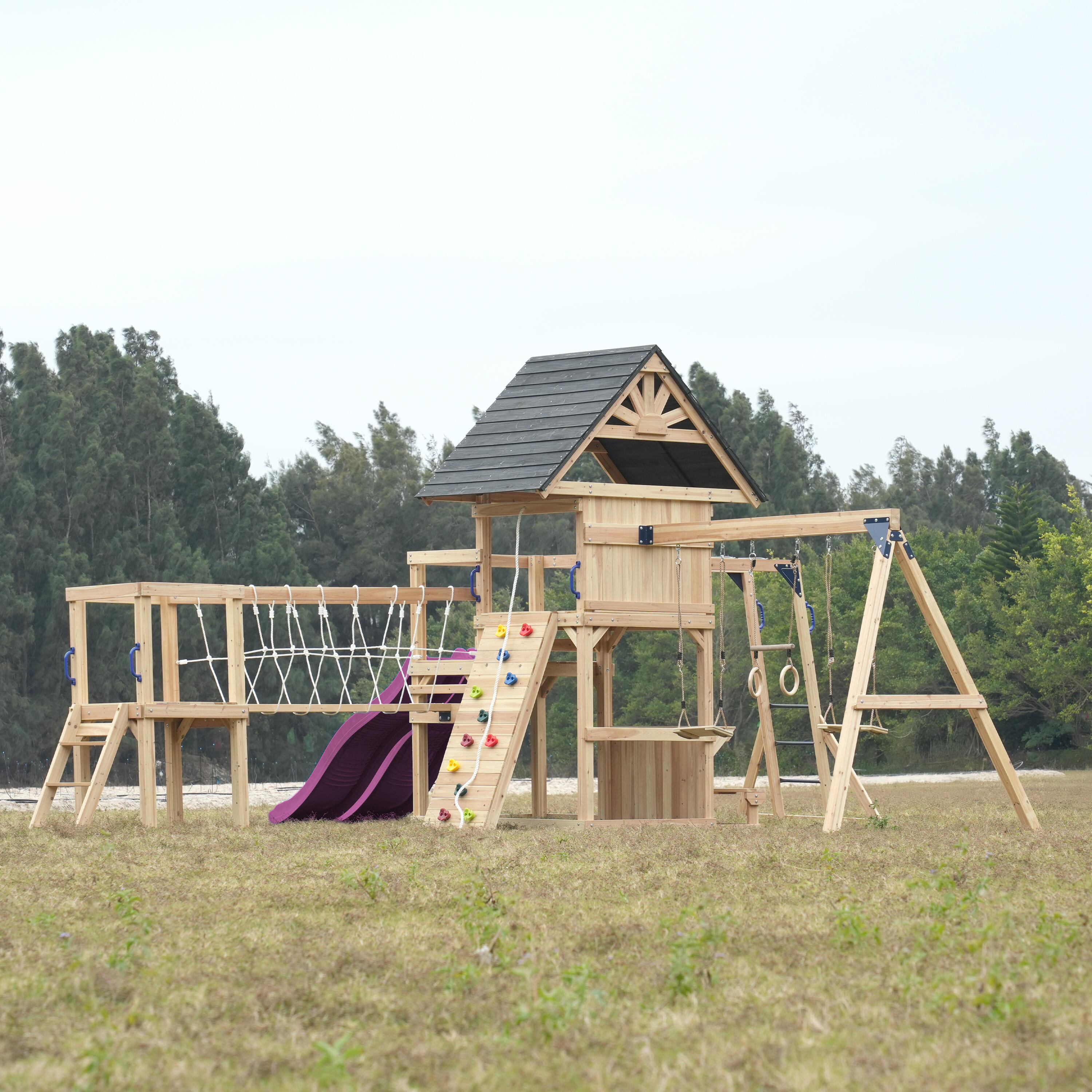 Speeltoestel, AXI Hunter, 2 schommels, dubbele glijbaan, paars 5/7