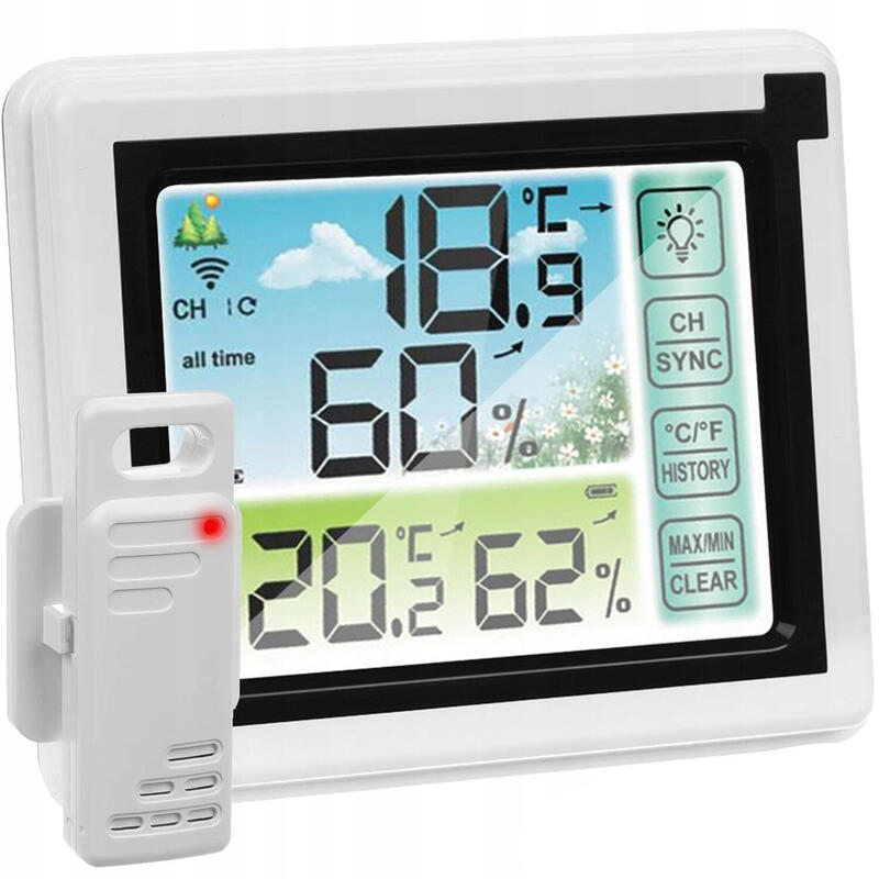 Statie meteo wireless digitala, higrometru , senzor extern, 11x9x 2.5cm
