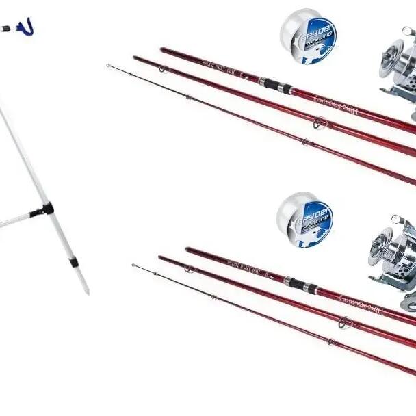 Pro Beach Fishing Set - 2 Rods, Reels, Rod Holders and Line