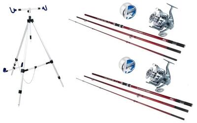 Surfcasting Set 2 Canne Mare + Mulinelli + Supporti